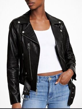 Michaels Black Textured Leather Jacket